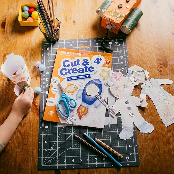 Fiskars Cut & Create Activity Book with 5" Kids Scissors, Ages 4+