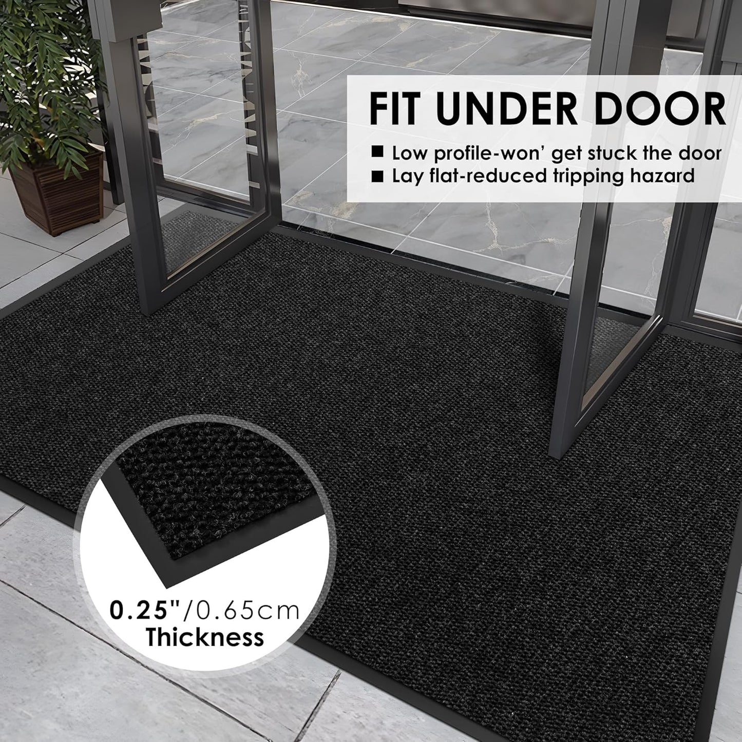 2′ x 21′ Front Door Mat Indoor Outdoor Entrance, Commercial Floor Mat Heavy Duty Dirt Trapper Entryway Doormat, Custom Size Non Slip Rubber Backing Welcome mat, Door Mat for High Traffic Area