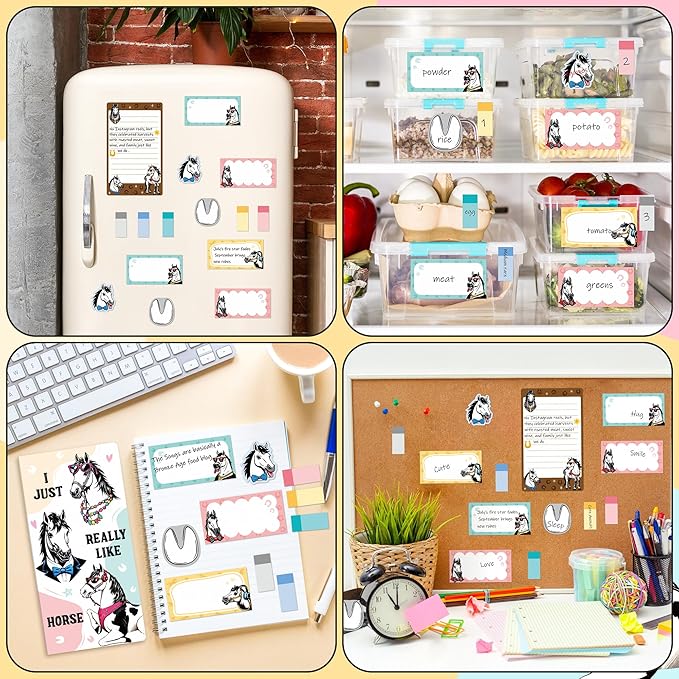 B1ykin Cute Sticky Notes Set - I Just Really Like Horse Self-Stick Notes Pad, 550 Sheets Writing Memo Pages Sticky Notepad for Teacher Appreciation Gift, School Office Party Favors Supplies (Horse)