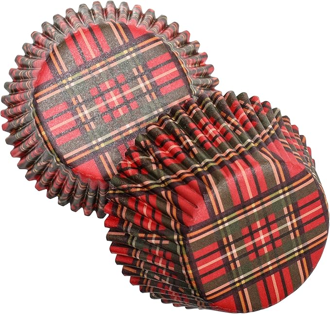 Chef Craft Paper Patterned Cupcake Liners, 50 Count, Green/Red
