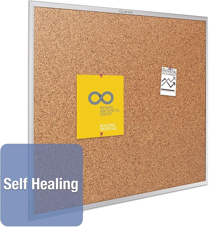 Quartet Cork Board, Bulletin Board, 4' x 3' Corkboard, Aluminum Frame (2304)