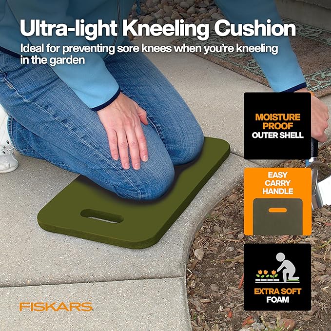 Fiskars 5-Piece Flower Gardening Essentials Set, Floral Pruner, Trowel, Cultivator, Gloves & Kneeling Cushion, Easy Action Bypass Blade with Wire Cutter & Stem Stripper, Lightweight Rustproof