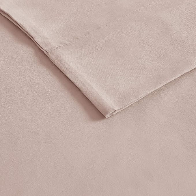 Madison Park 3M Microcell Bed Sheet Set Color Fast, Wrinkle and Stain Resistant, Soft Sheets with 16" Deep Pocket All Season, Cozy Bedding-Set, Matching Pillow Case, Twin XL, Blush, 3 Piece