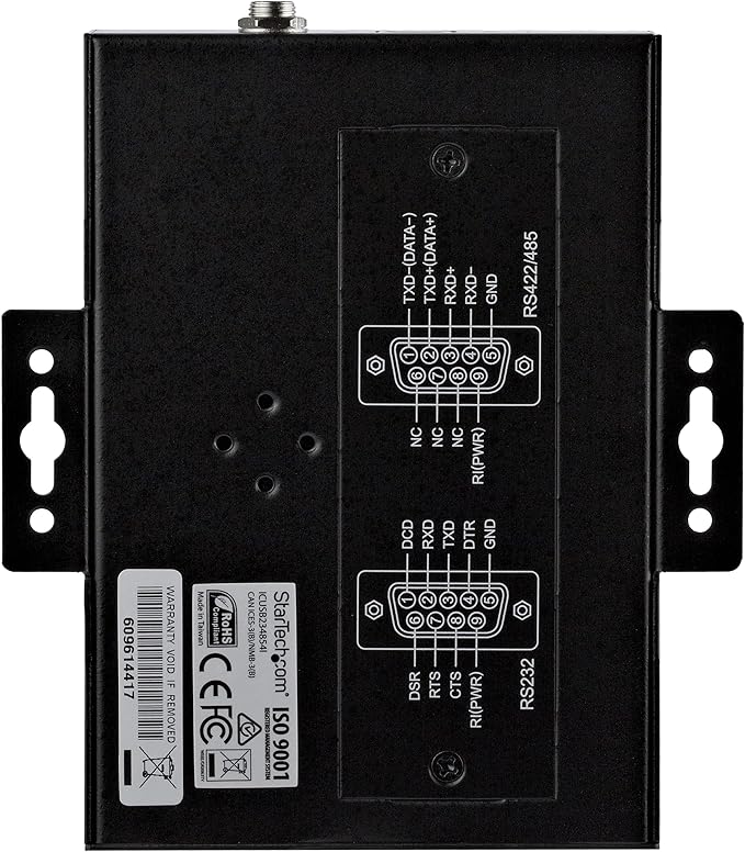StarTech.com 4 Port Serial Hub USB to RS232/RS485/RS422 Adapter - Industrial USB 2.0 to DB9 Serial Converter Hub - IP30 Rated - Din Rail Mountable Metal Serial Hub - 15kV ESD Protection, TAA