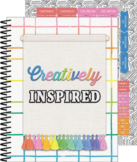 Carson Dellosa Creatively Inspired Planner 2025-2026, Undated 8" x 11" Lesson Plan Book With Stickers, Class Schedule, Weekly Calendar, Homeschool and Classroom Must Haves, Boho School Supplies