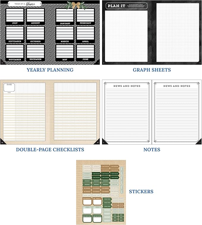 Carson Dellosa Education Modern Farmhouse Teacher Planner 2025-2026,Undated 8" x 11" Lesson Plan Book With Stickers, Class Schedule & Weekly Calendar School Supplies, Homeschool & Classroom Must Haves