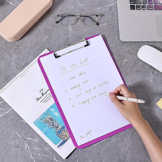 Mr. Pen- Plastic Clipboard, 12.5" x 9", 2 Pack, Plush Purple Clipboard Plastic, Low-Profile Metal Clip with Retractable Hanging Hole