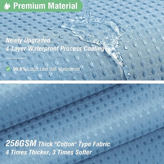 Dynamene Long Fabric Shower Curtain - 78 inch Long Waffle Weave Weighted Cloth Shower Curtains for Bathroom, Heavy Duty Hotel Spa Luxury Bath Curtain Set with 12 Plastic Hooks,72x78, Moonlight Blue