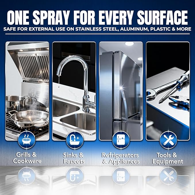 Sheila Shine 10oz Stainless Steel Cleaner and Polish - Cleans, Polishes & Protects Kitchen Appliances, Refrigerators, Sinks, Ovens & Grills - Residue, Streak Free Shine - Stainless Steel Cleaner Spray