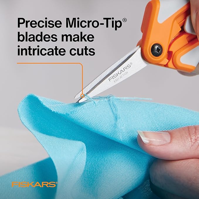 Fiskars RazorEdge Micro-Tip Easy Action Scissors - 6" - Stainless Steel Fabric Scissors - Arts and Crafts - Orange