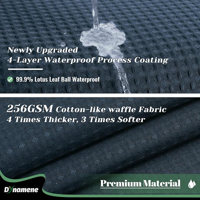 Dynamene 78 Inch Long Shower Curtain, Tall Waffle Fabric Shower Curtains for Bathroom, Hotel Waterproof Cloth Shower Curtain Liner Set with Hooks, Snap in Liner, Mesh Top Window, Navy Blue, 72x78
