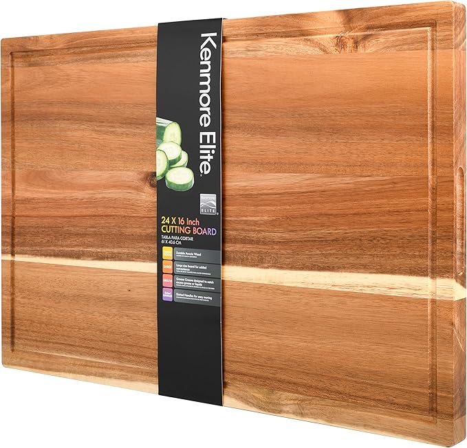Kenmore Kenosha Extra Large Acacia Wood Cutting Board, 24 x 16 Inch – Heavy Duty Chopping Board with Juice Groove for Meat, Vegetables & Meal Prep