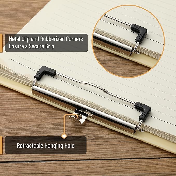 Mr. Pen- Plastic Clipboard, 12.5" x 9", 2 Pack, Buttercream Clipboard Plastic, Low-Profile Metal Clip with Retractable Hanging Hole