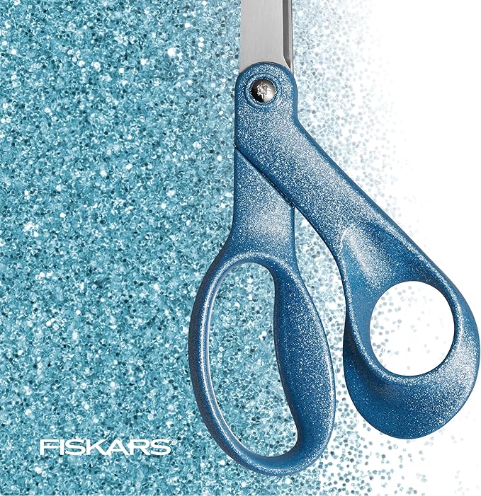 Fiskars Explore Scissors, Design Collection, Glitter Digital Cloud, 8 Inches