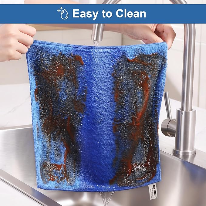 JOYMOOP Microfiber Cleaning Cloths 18 Packs, 11.8" x 11.8" Blue Reusable Kitchen Towels, Lint-Free Cleaning Rags, Super Absorbent Cleaning Cloths for Kitchen, Car, and Household Cleaning
