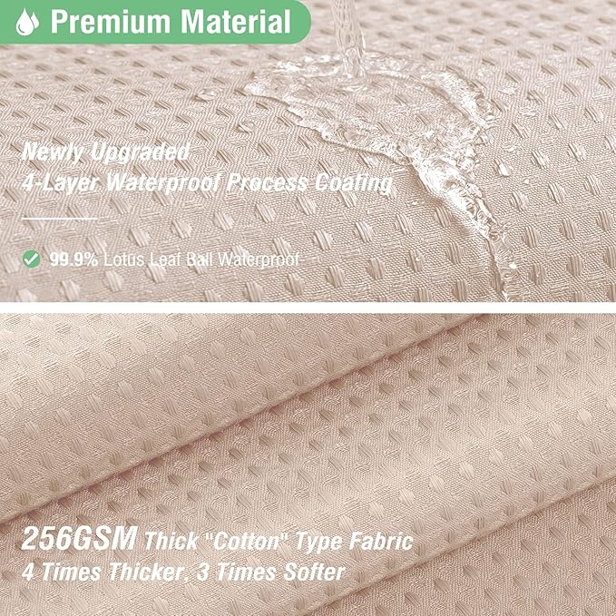 Dynamene Blush Pink Fabric Shower Curtain - Waffle Weave Textured Heavy Duty Cloth Shower Curtains for Bathroom, 256GSM Hotel Luxury Weighted Bath Curtain Set with 12 Hooks,72x72, Blush Pink