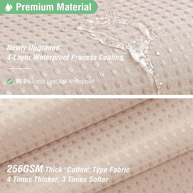 Dynamene Extra Long Shower Curtain - 96 Inch Long Waffle Weave Weighted Thick Cloth Bathroom Shower Curtain, Neutral Heavy Duty Hotel Bath Curtain Set with 12 Plastic Hooks,72x96, Blush Pink