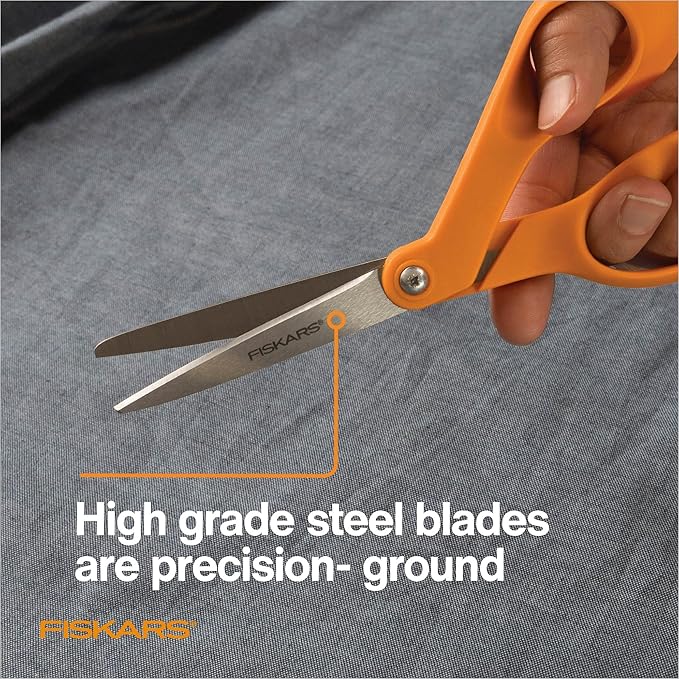 Fiskars Petite Original Orange-Handled Scissors, Crafting and Sewing Stainless Steel Scissors for Smaller Hands, Ergonomic Handle, Paper and Fabric Supplies for Office, Arts, and Crafts