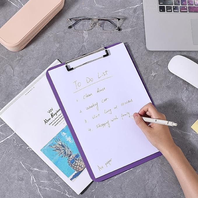 Mr. Pen- Plastic Clipboard, 12.5” x 9”, Purple, Clipboard Plastic, Low-Profile Metal Clip with Retractable Hanging Hole