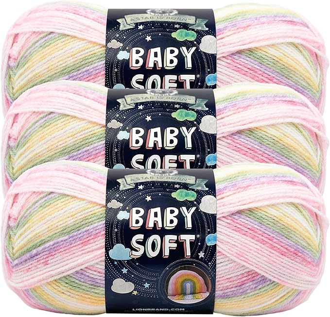 Lion Brand Yarn, Baby Soft Baby Blanket Yarn for Crocheting, Knitting, and Crafts, Circus Print, 3 Pack