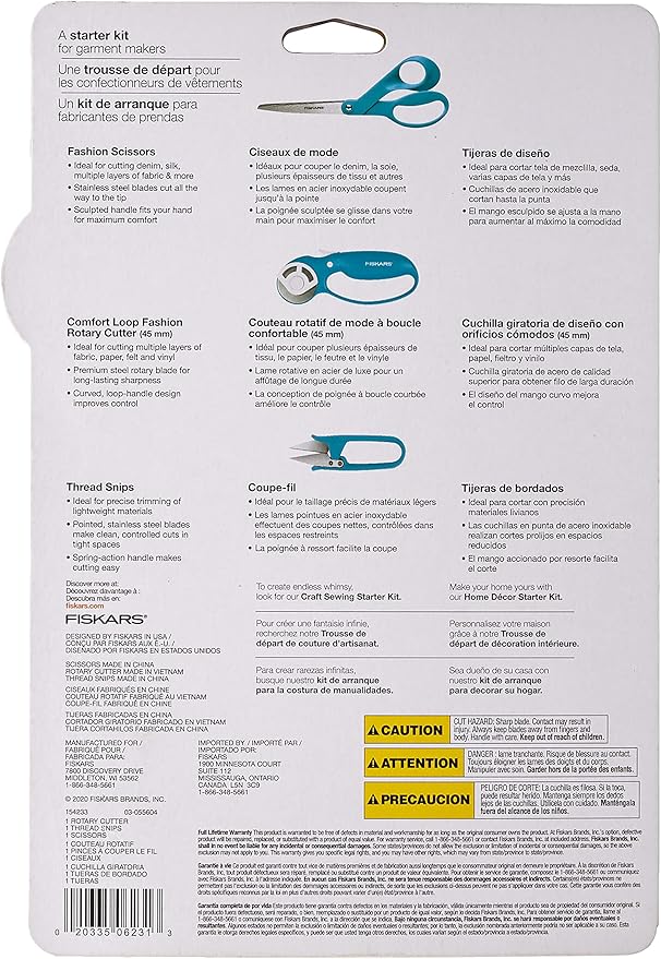 Fiskars Garment Making Starter Kit (3pc), Turquoise 3 Count