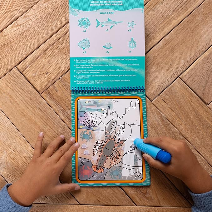 Melissa & Doug On The Go Water Wow! Mess Free Coloring Book,Reusable Water-Reveal Activity Pad,Under The Sea,Travel Toys,Party Favors,for Toddlers & Kids Ages 3+ - FSC Certified,(Pack of 2)