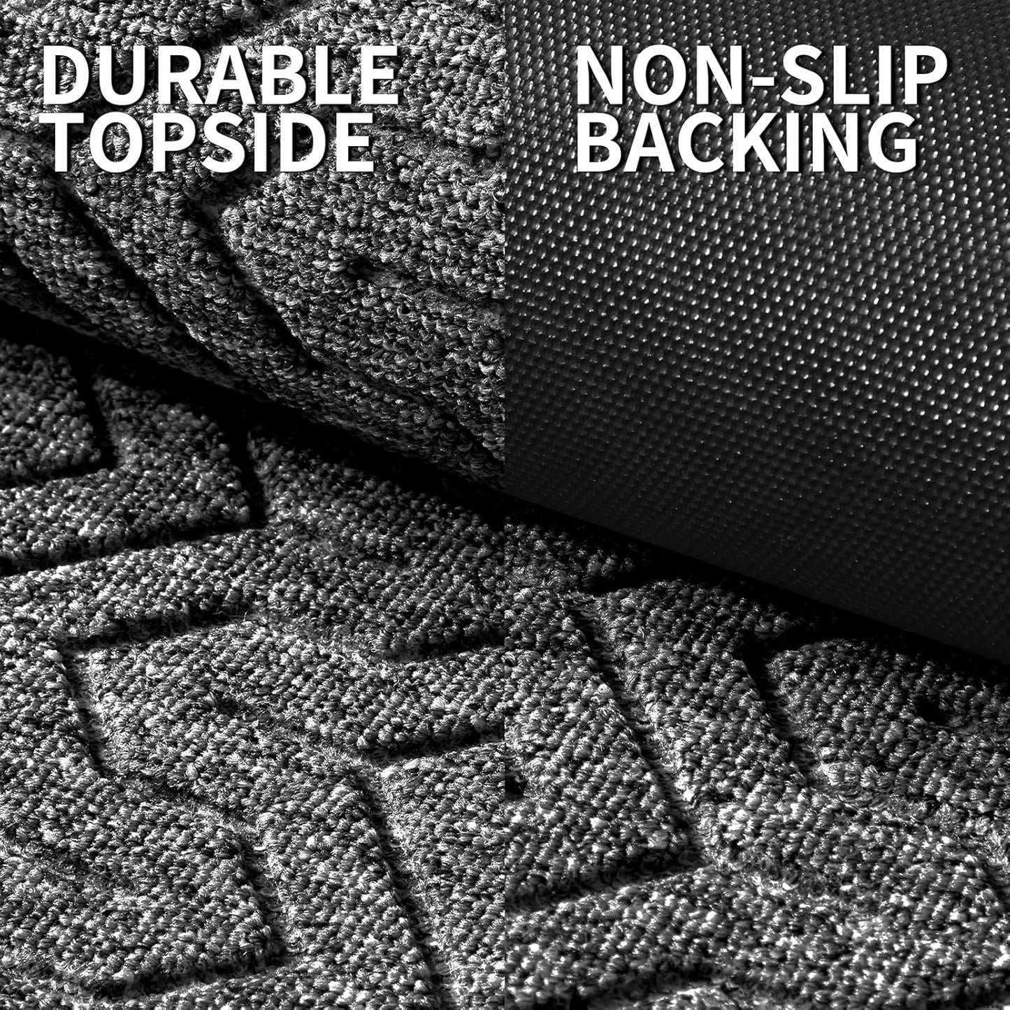 Yimobra Front Door Mat Outside Entrance 29.5x17, Waterproof Heavy Duty Outdoor Mats for Front Door, Non Slip Rubber Entry Mat for Garage Patio, Black Grey
