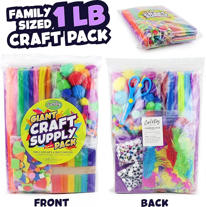 Arts and Crafts Supplies Kit for kids - Boys and Girls age 4 5 6 7 8 years old - Toddler Art Set Activity Materials in Bulk - Great for Preschool, Homeschool, and Kindergarten DIY Crafting Projects