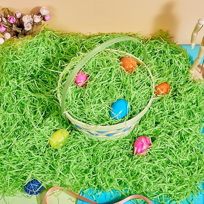 JOYIN 1 LB Easter Fake Grass Gift Wrap Crinkle Filler Paper Shred(16 Oz) for Basket Filling, DIY Gift Wrapping, Wedding Birthday Party Decoration, Easter Egg Hunt (Pink, Yellow, Sky Blue, Green)