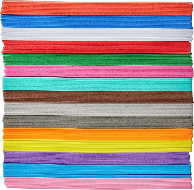 ARTEZA EVA Foam Sheets, 5.5 x 8.5 Inches, 15 Colors, 150 Sheets, 1.35-mm Thick, Foam Sheets for DIY Gifts and Crafting