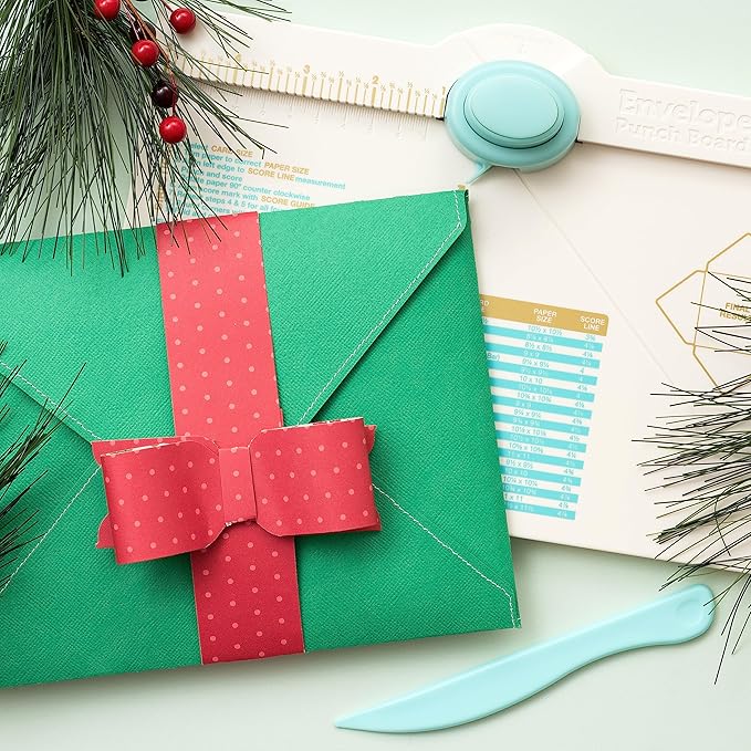 We R Memory Keepers Mini Envelope Punch Board, Scoring Tool, Corner Punch, Measuring Guide, Envelopes for Party Invitations, Graduation, Birthday Cards, Party Decorations, Office Handouts, and More