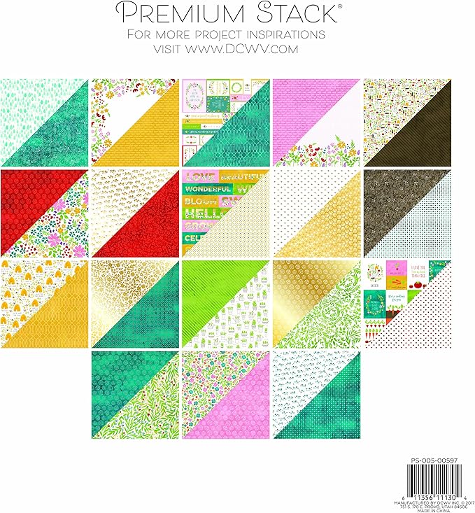 DCWV Printed Cardstock Paper 12x12, 36 Sheets of Scrapbook Paper for Crafts and Card Making, Double Sided Heavy Duty Cardstock with Foil Accents - Watercolor Garden