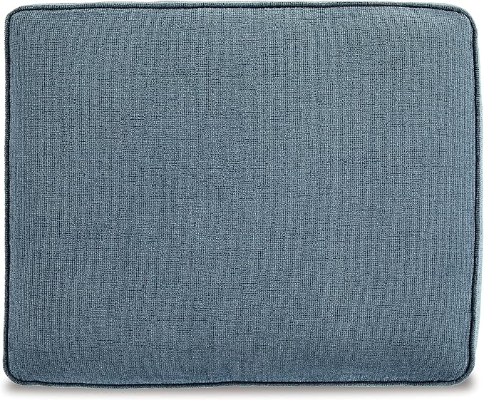Signature Design by Ashley Cashton Contemporary Accent Ottoman with Faux Wood Finished Exposed Feet, Foam Cushion, Crosshatched Upholstery, 30" by 24", Blue