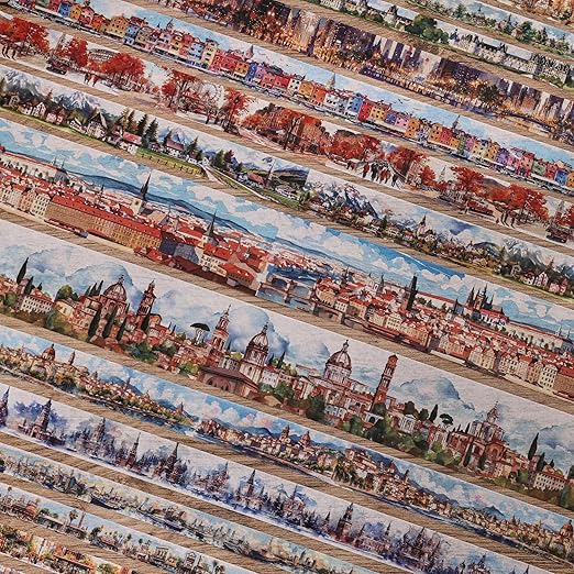 32 Rolls Vintage Washi Tape Set, European Cityscapes with Architectures & Scenery, Writable Decorative Tapes for Scrapbooking, Junk Journal Bullet Journal Supplies 8-50mm Wide, Artistic Adhesive Tape