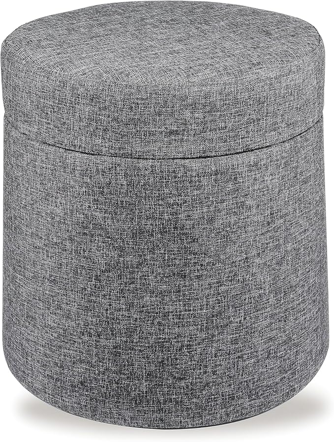 Seville Classics Cushioned Fabric Ottoman Hidden Storage Chest Footrest Chair, Padded Seat for Bedroom, Dorm, Loft, Living Room, Entryway, Hallway, Modern Gray, 15.6" Wobble