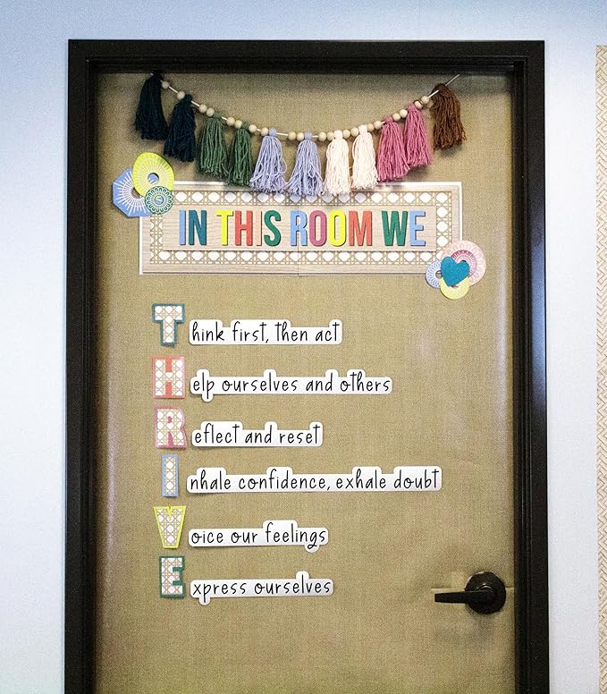 Carson Dellosa True to You 62-Piece In This Room We Thrive Bulletin Board Set, Motivational Bulletin Board Set With Positive Sayings for Growth Mindset Bulletin Board and Classroom Décor
