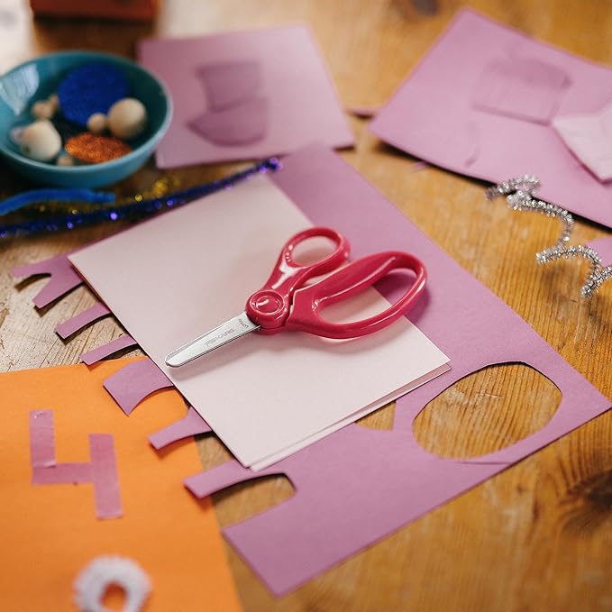 Fiskars Blunt-Tip Scissors for Kids, School or Crafting, 5", Premium Pink, 1-Pack