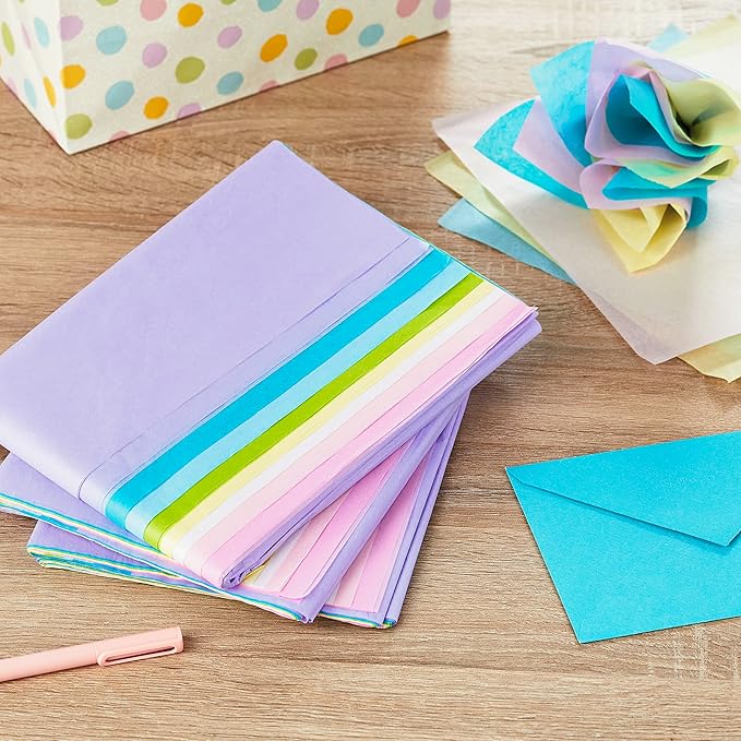 Hallmark Bulk Tissue Paper (Pastel Rainbow, 8 Colors) 120 Sheets for Easter, Spring Gift Wrap, Crafts, DIY Paper Flowers, Tassel Garland and More